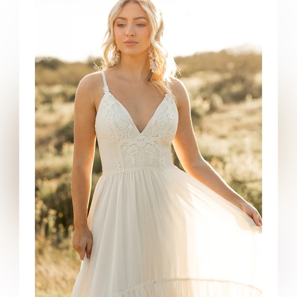 New joyfolie maia impact dress in cream tulle high low Ballgown wedding dress - Picture 4 of 16